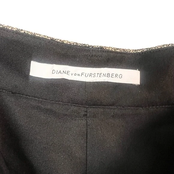 Diane Von Furstenberg Tweed Dress Pants Womens Brown Straight Leg Career Work - Picture 6 of 12